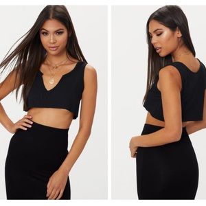 NWT Pretty Little Thing Black Deep Rib Crop Top